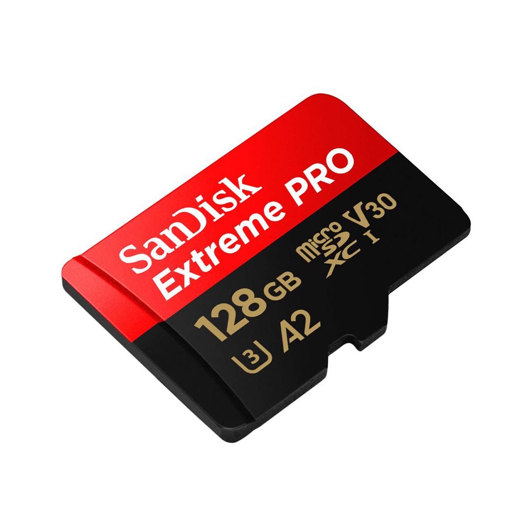 سانديسك اكستريم برو 128 جيجا microSDXC UHS-I، V30، قراءة 200 ميجابايت/ثانية، كتابة 90 ميجابايت/ثانية، بطاقة ذاكرة سانديسك اكستريم برو 128 جيجا microSDXC UHS-I، V30، قراءة 200 ميجابايت/ثانية، كتابة 90 ميجابايت/ثانية، بطاقة ذاكرة